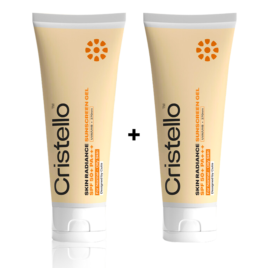 Cristello Combo Skin Radiance Sunscreen Gel SPF 50+ Light Weight  No White Cast  Broad Spectrum PA +++  For Oily Skin