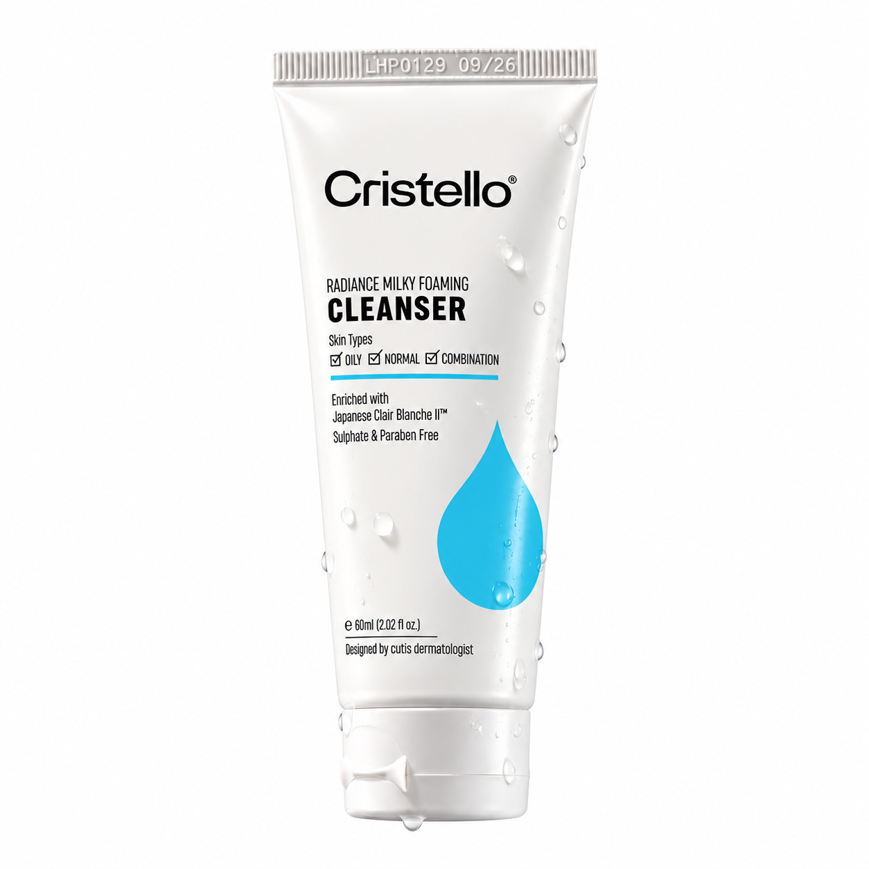 Cristello Radiance Milky Foaming Cleanser | 60ml | Brightening Face Wash with Niacinamide & Glutathione | Oily, Normal & Combination Skin